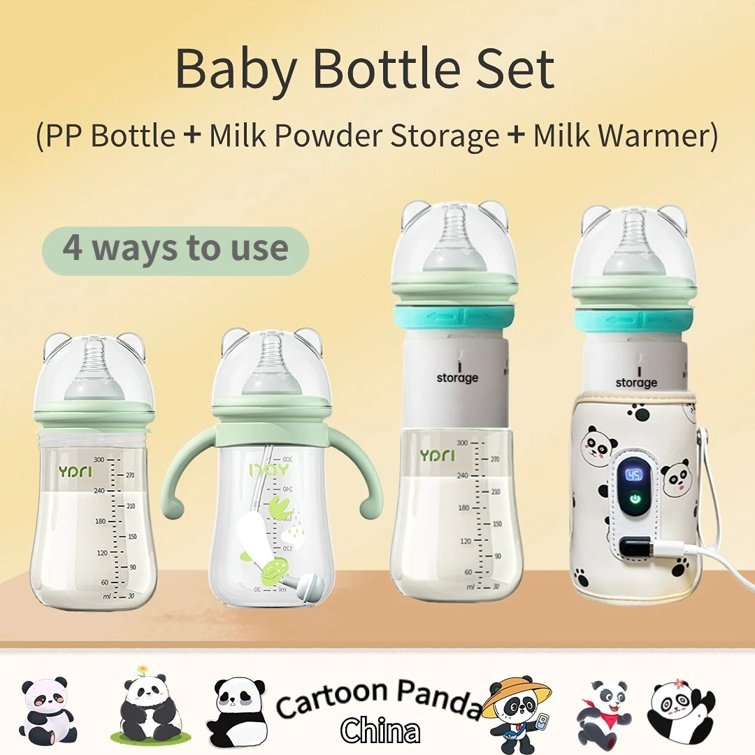 Baby bottle set children outdoor portable insulation 300 ml bottle milk warmer water powder separation fast milk patented design