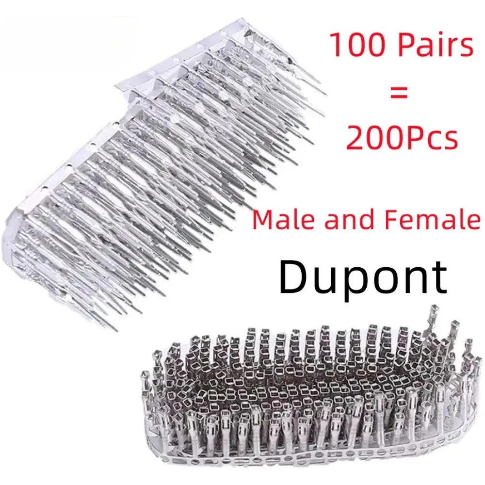 100Pairs Dupont Connector 2.54mm Jumper Wire Cable Pin Connector Terminal Male and Female Pin Connector Kit for Housing Jumper