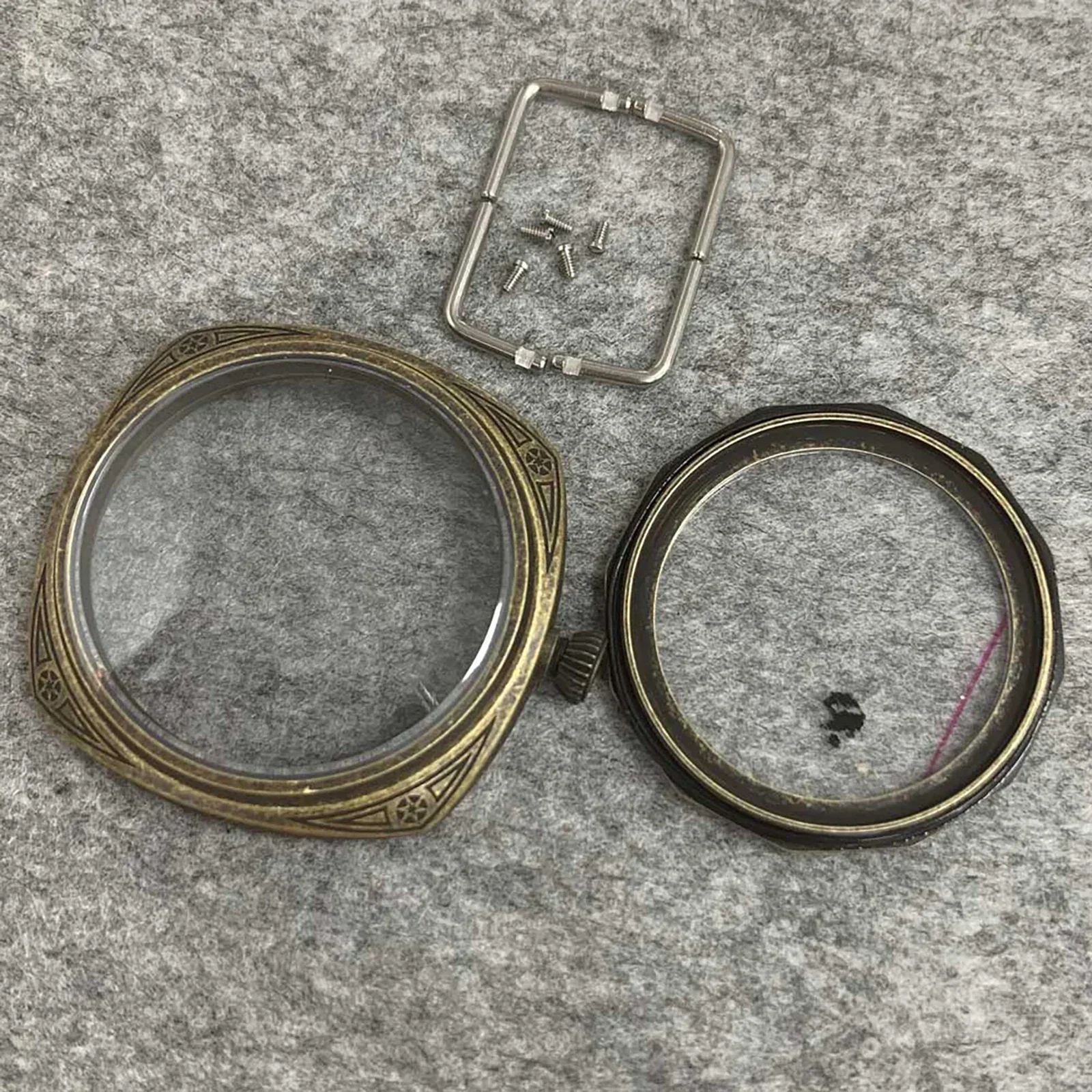 Купольное стекло, 45 мм, нержавеющая сталь, бронзовый корпус с гравировкой для ETA6497 ETA6498, механизм подходит для циферблата 36 мм, ремешок 26 мм, новый DIY