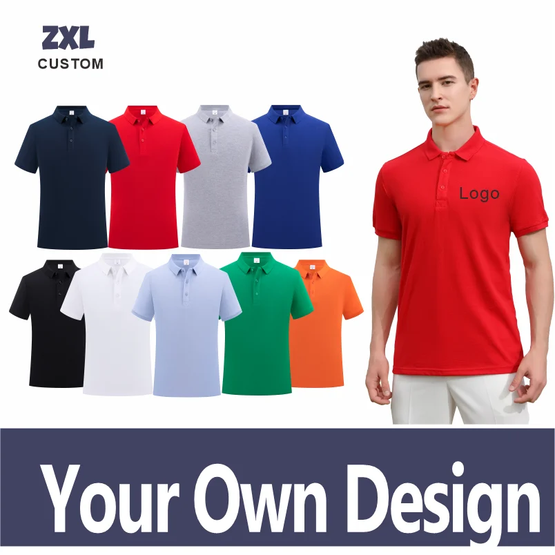 Summer Casual 100% Cotton Polo Shirt Customized Logo Print Text Picture Brand Embroidery Personal Design Breathable Tops for Men