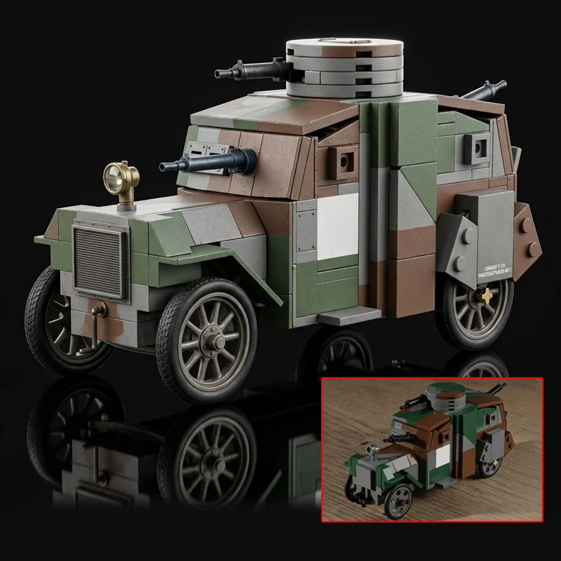 QWERT E-V/4 Armored Car Model MOC Building Bricks War Equipment Modular Technology Gifts Holiday Assemble Children Toys Suit