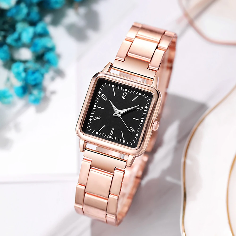 Watch Women Square Female Watches Top Brand Luxury Golden Quartz Stainless Steel Wrist Watch Stylish Simplicity