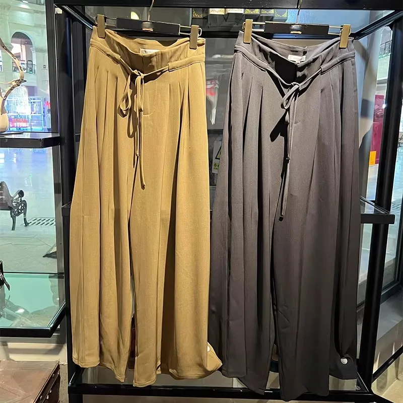 High Waist Casual Wide Leg Pants Women's Spring Summer New Style Japanese Style Belted Loose Fit Straight Leg Trousers