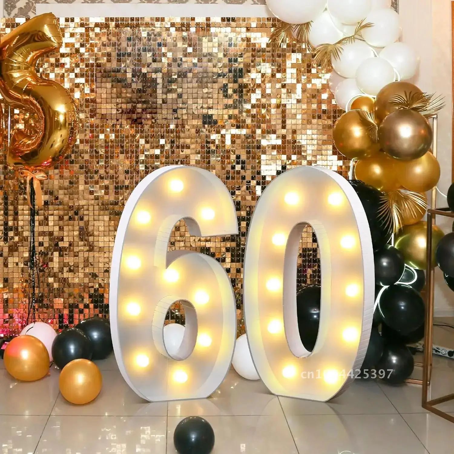 4FT/3.3FT DIY Marquee Light Up Numbers for 18th 21th Birthday Decor Mosaic Numbers for Balloons Anniversary Party Foam Board Kit