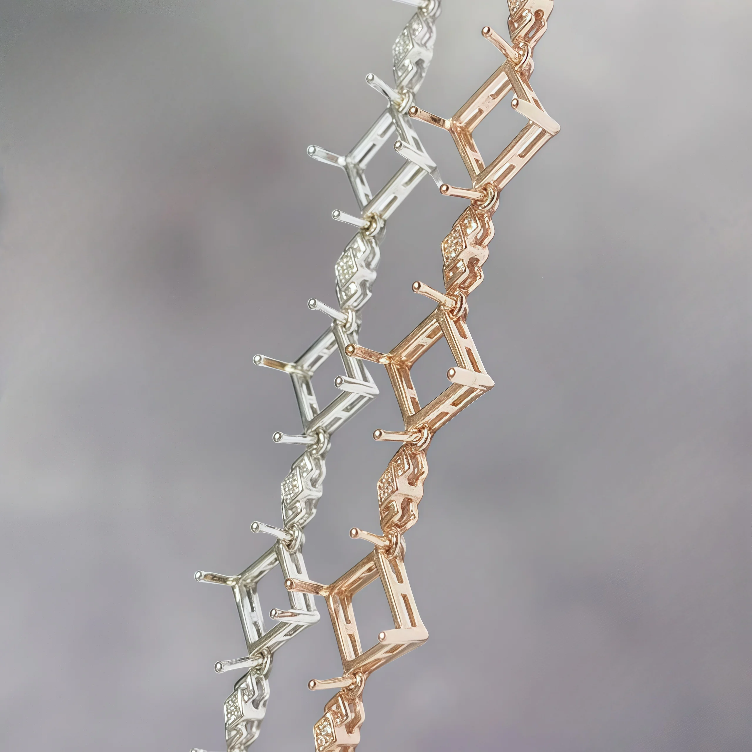 L  S925 Sterling Silver DIY Empty Holder Bracelet Settings 10mm Square Stone Fine Charm Jewelry Design Luxury Zircon for Woman