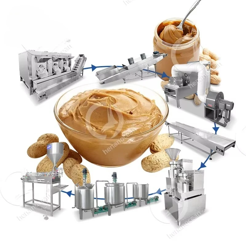 La pasta comercial de avellanas y anacardos de 200 kg-300 kg hace la línea de máquina de mantequilla de maní de proceso