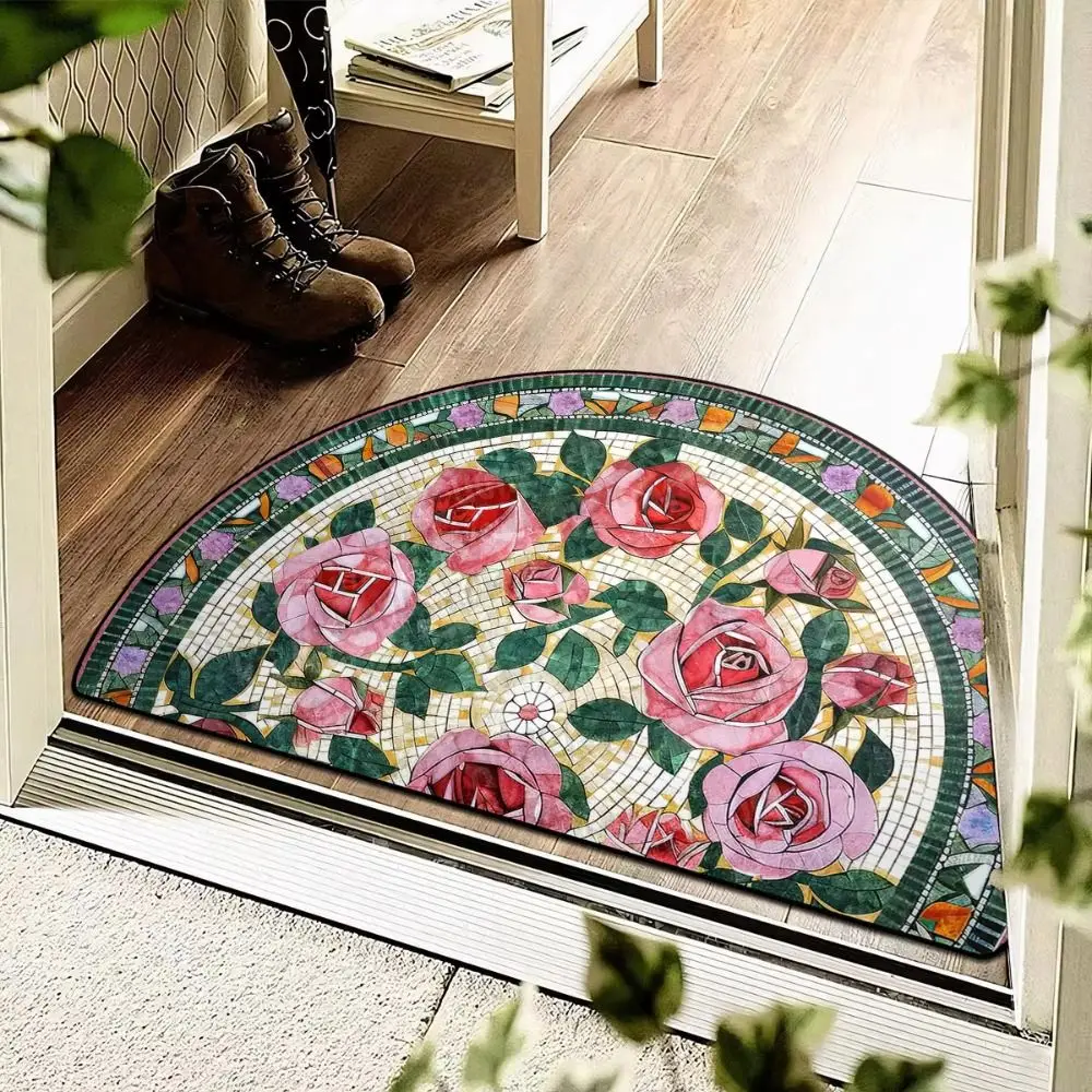 New Non Slip Semi-Circular Carpet Washable Wear-resistant Entrance Door Mat Doormat Home Decoration