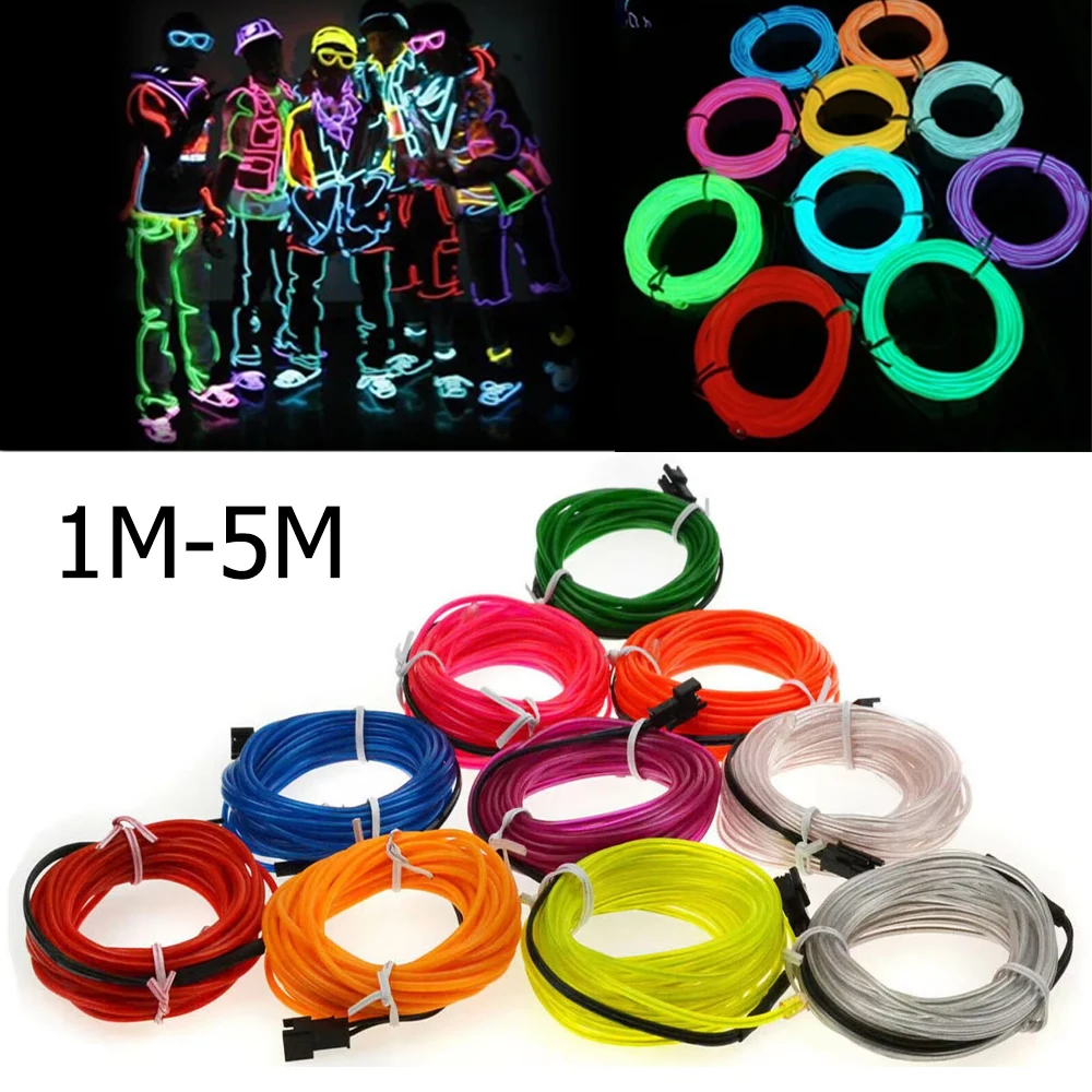 1m-5m السلك السلسلة ضوء ديي أدى مرنة في الهواء الطلق مضيئة عالية الجودة مقاومة للماء نيون حبل أضواء الشريط الزخرفي Cutable #1