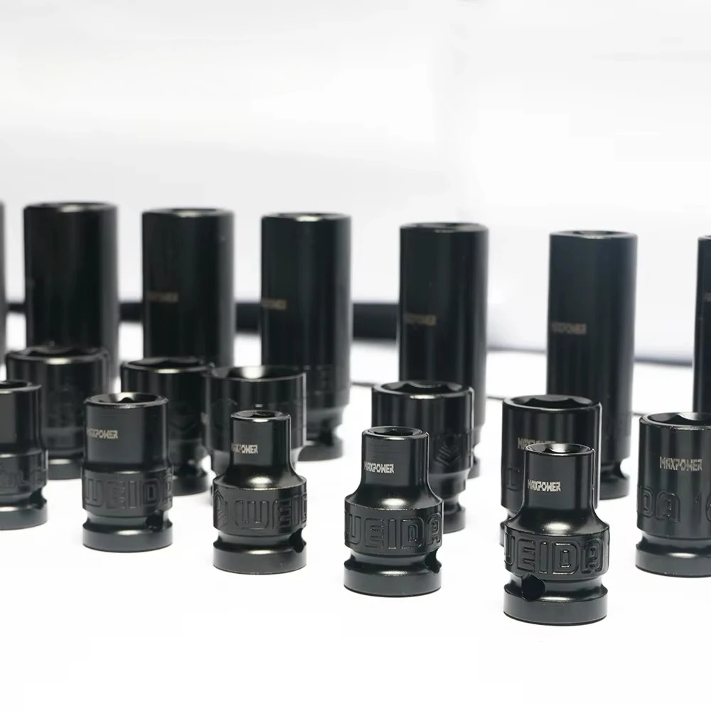 32 Piece Metric Sae 6 Point Impact Wrench Socket Set with Extension Bars