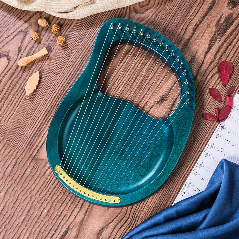 Lyre 16 Strings Lyre Harp Mahogany Wood Harp Piano Stringed Musical Instrument With Tuning Wrench Spare Strings