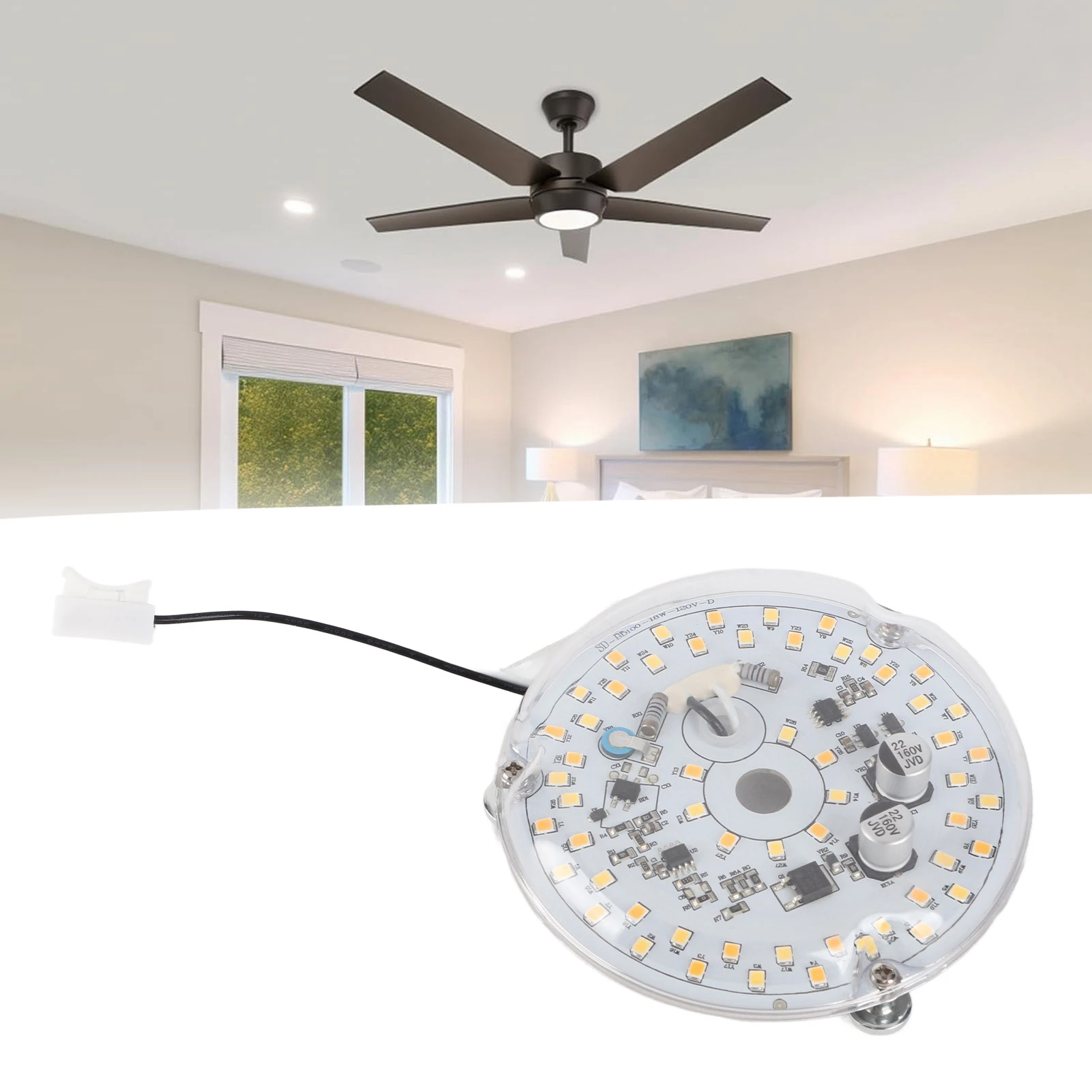 ZK30 3.93 Inch LED Ceiling Fan Light AC 120V 18W 2000LM 3 Color Temperature Dimmable Magnetic LED Retrofit Light Board Panel