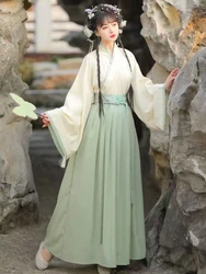Retro Hanfu Dress Women Chinese Style Floral Print Vintage Set Oriental Camellia Female Cosplay Costume Party Kimono Sakura Girl