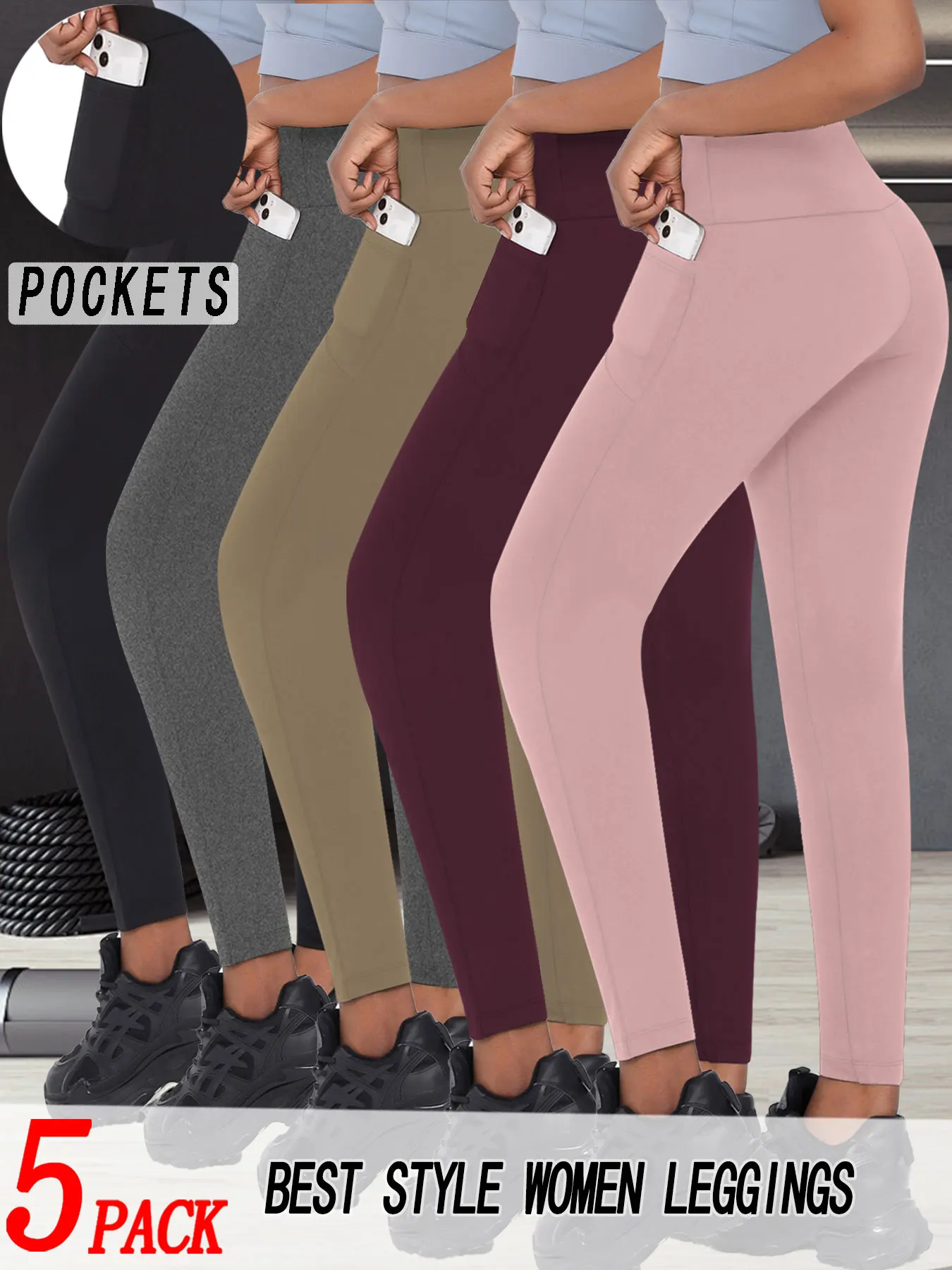 

Комплект из 5 женских супермягких флисовых расклешенных леггинсов с высокой талией. Мягкие брюки Bootleg с контролем живота