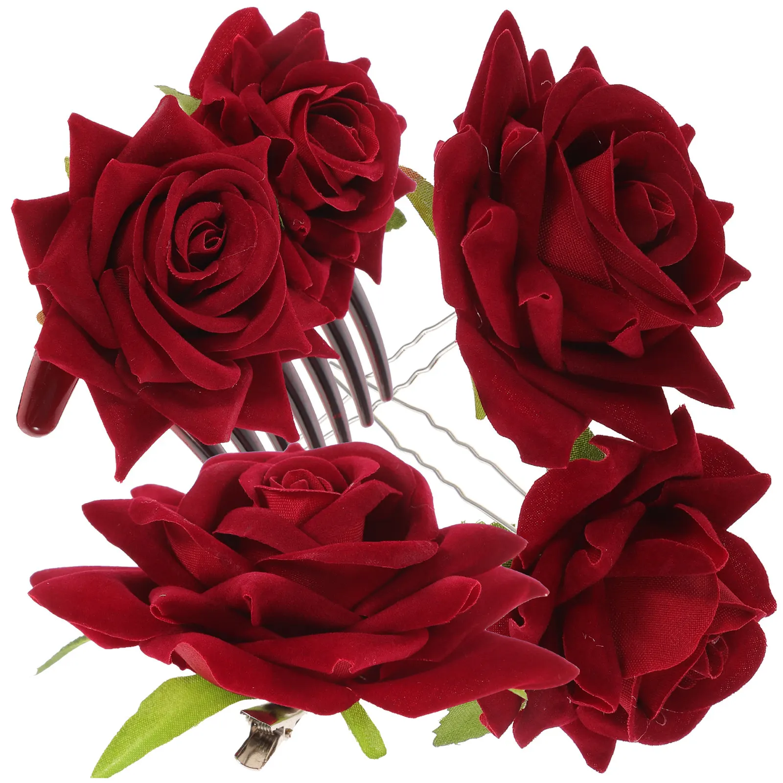 

Набор из 1 шт. красных заколок для волос в виде роз, элегантный свадебный головной убор, изысканный аксессуар для волос для женщин, украшение для вечеринок и выпускных, бижутерия