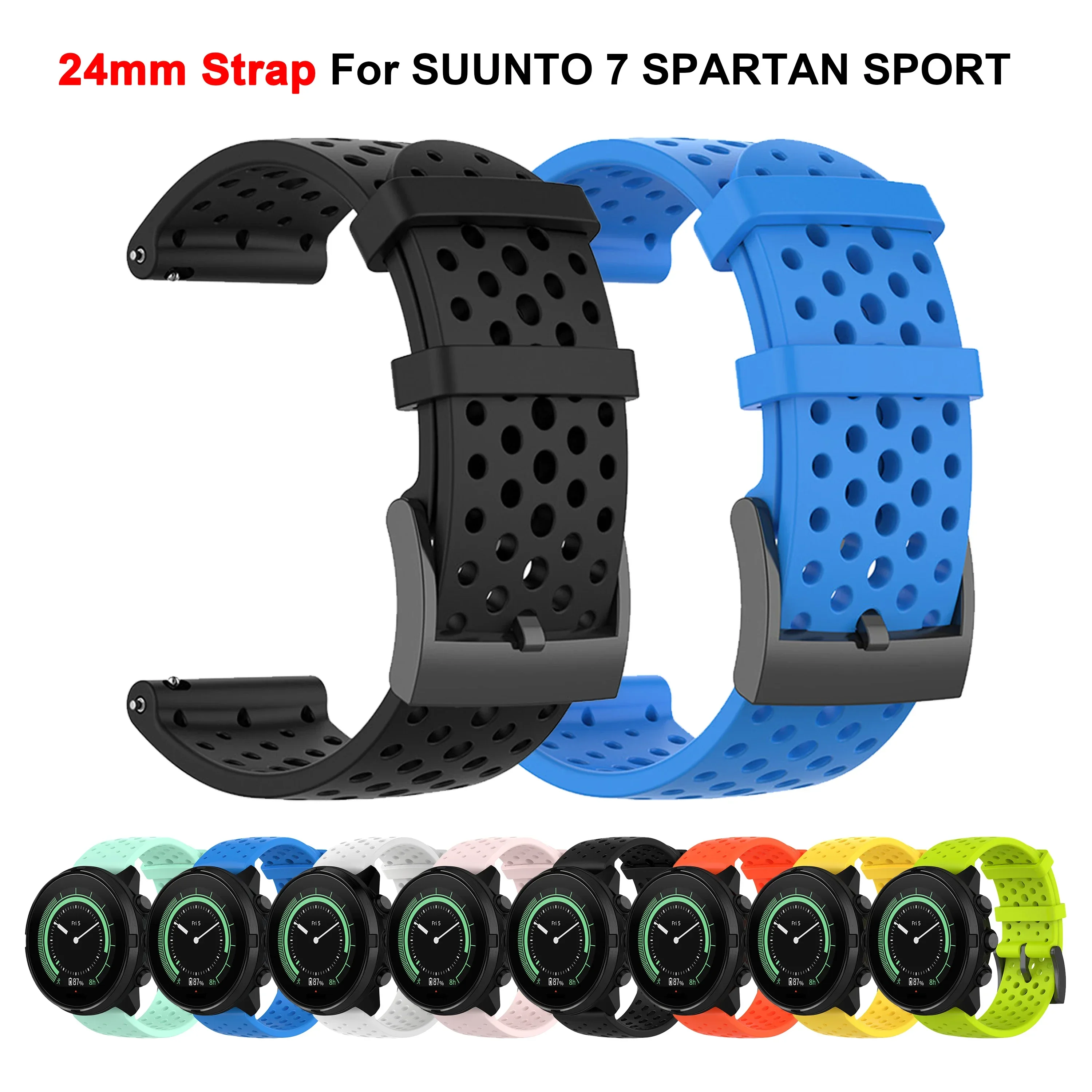 

24MM Breathable Soft Silicone Strap For SUUNTO 9 9 BARO Sports Watch Band Bracelet for SUUNTO D5 7 SPARTAN SPORT WRIST HR Correa