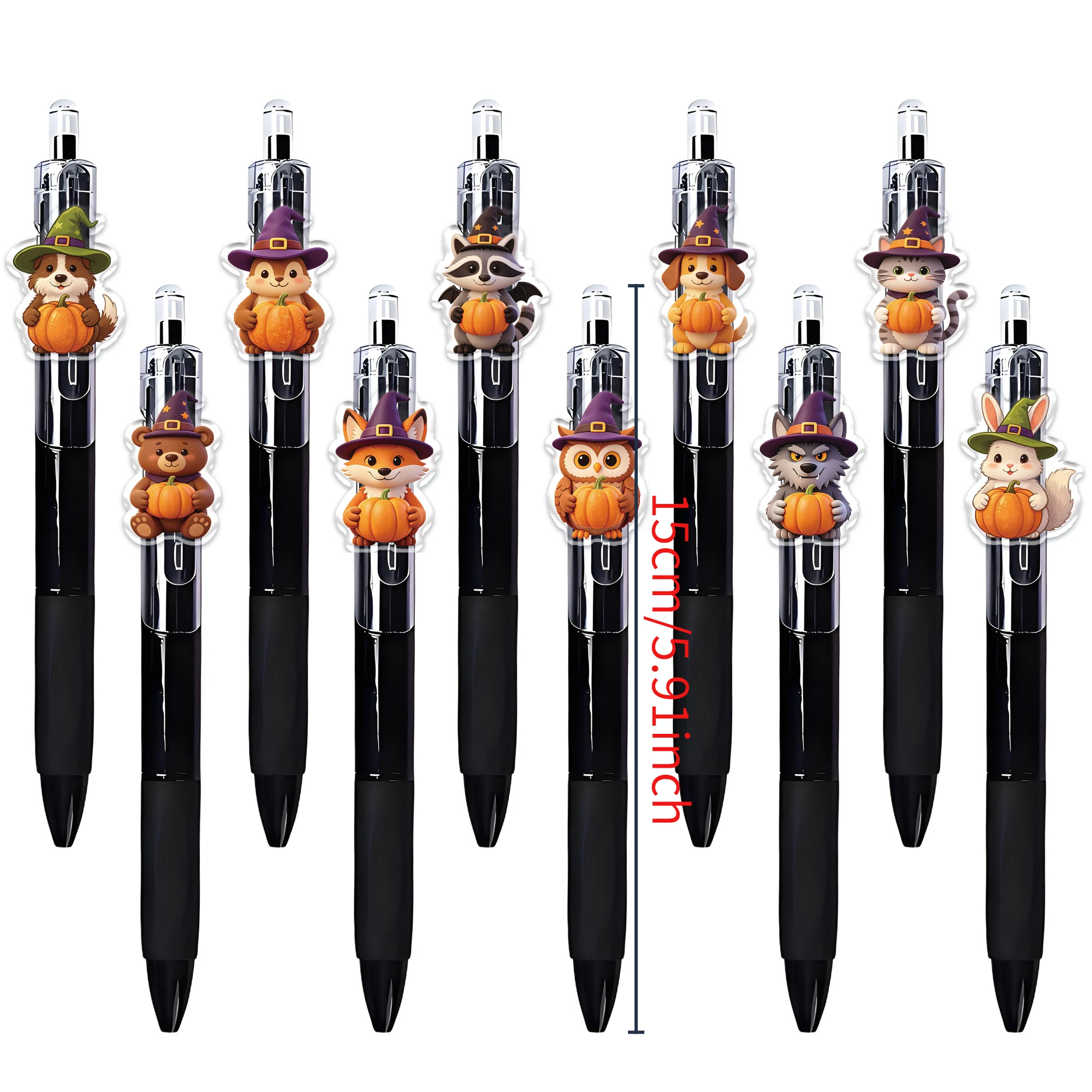 10pcs Rotating Pumpkin Animal Ballpoint Pen Pattern Random