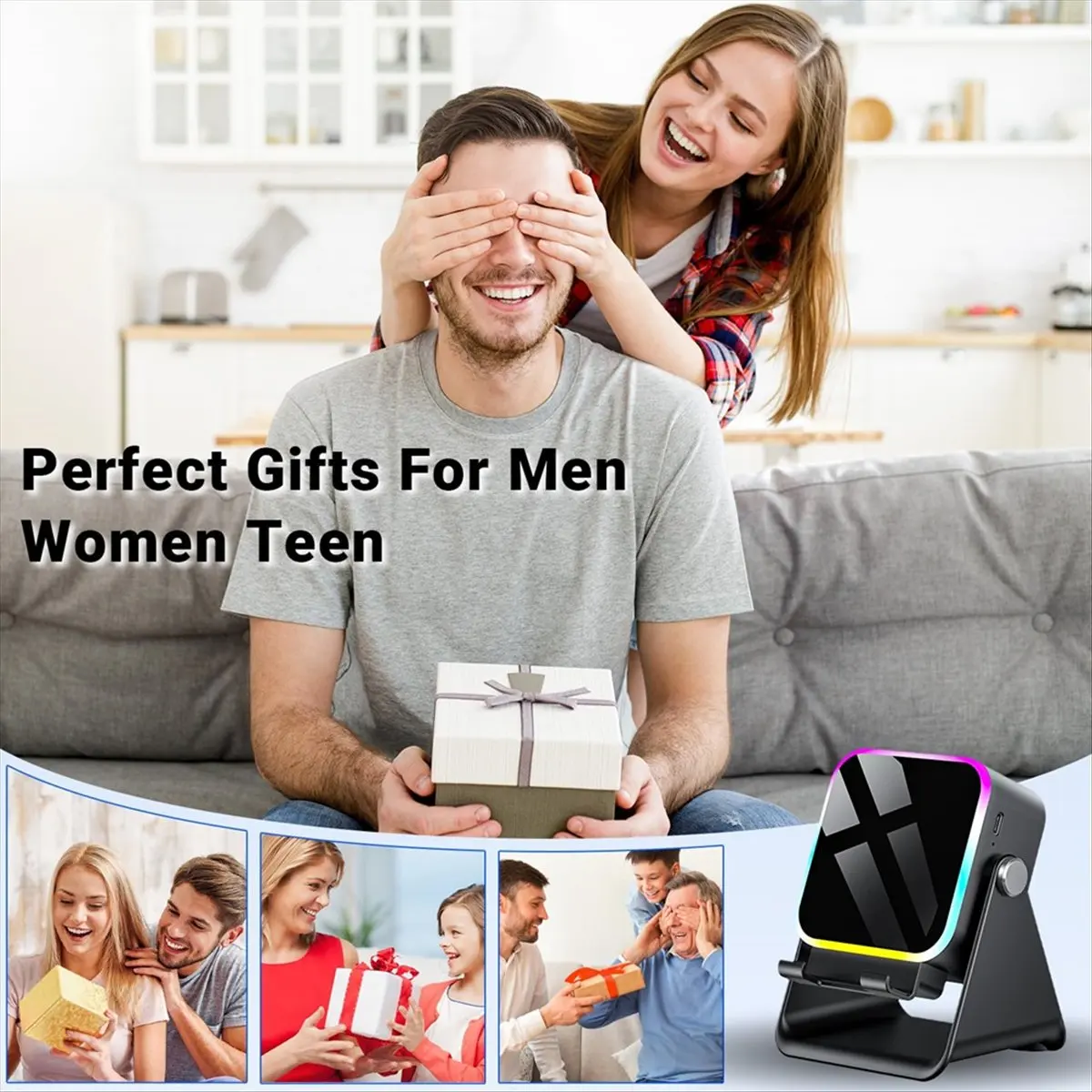 مكبر صوت عالي التعريفي مع حامل هاتف 5 في 1 صوت بلوتوث لاسلكي، هدايا عيد ميلاد للرجال والنساء #1