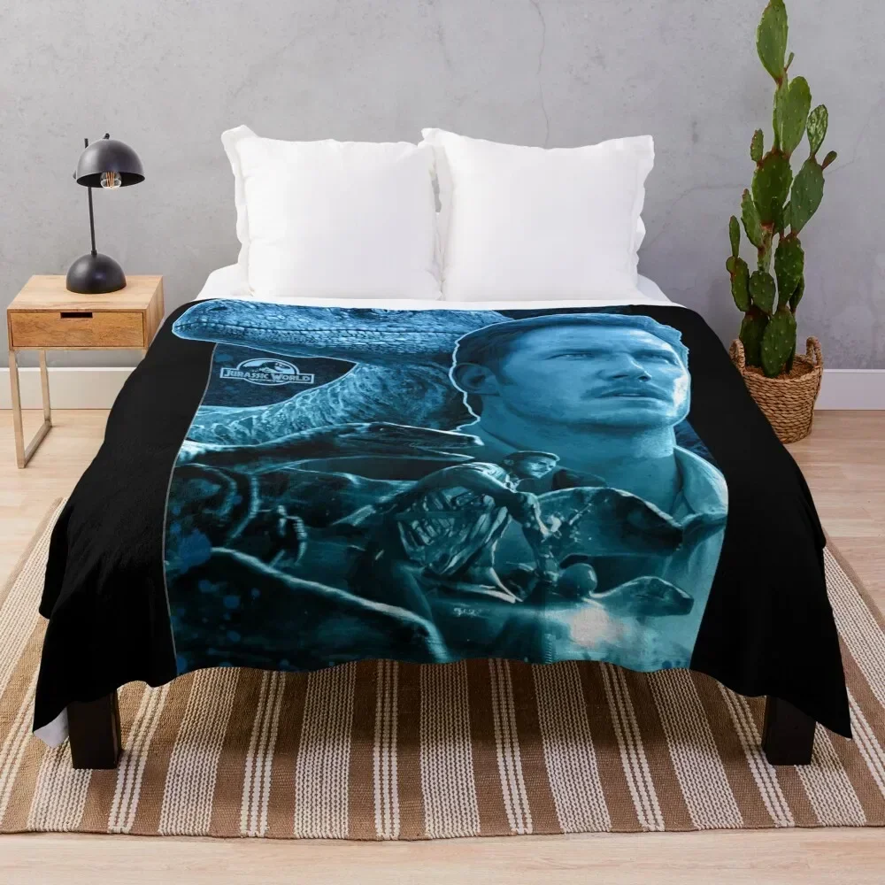 Blue and Owen Grady - Jurassic World characters art Throw Blanket