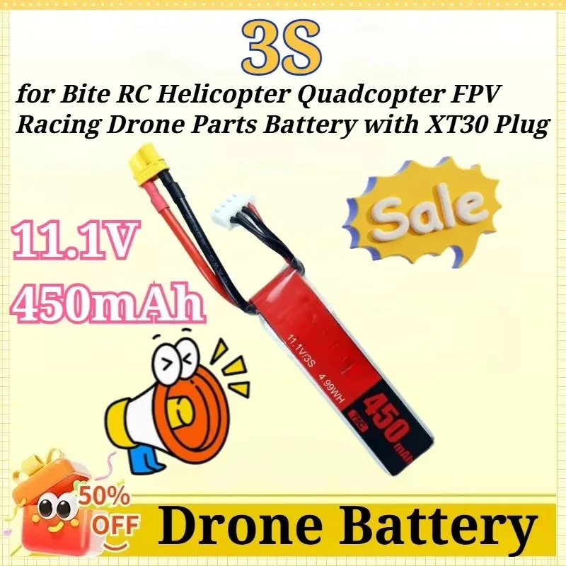 

3S 11.1V 450mAh 75C LiPo Battery for Bite RC Helicopter Quadcopter FPV Racing Drone Parts Battery with XT30 Plug