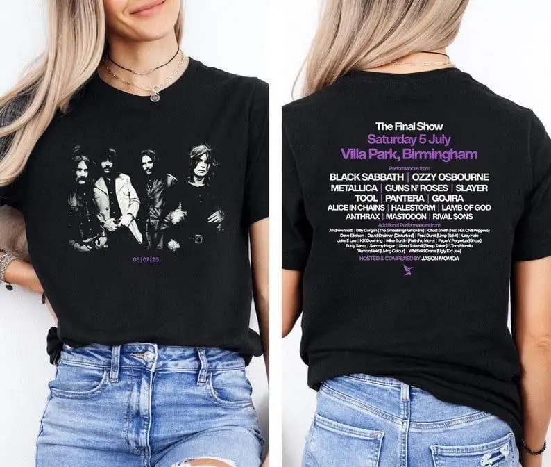 

Черная футболка группы Sabbbthes Back To The Beginning 2025 года, футболки Ozzy Osbourne