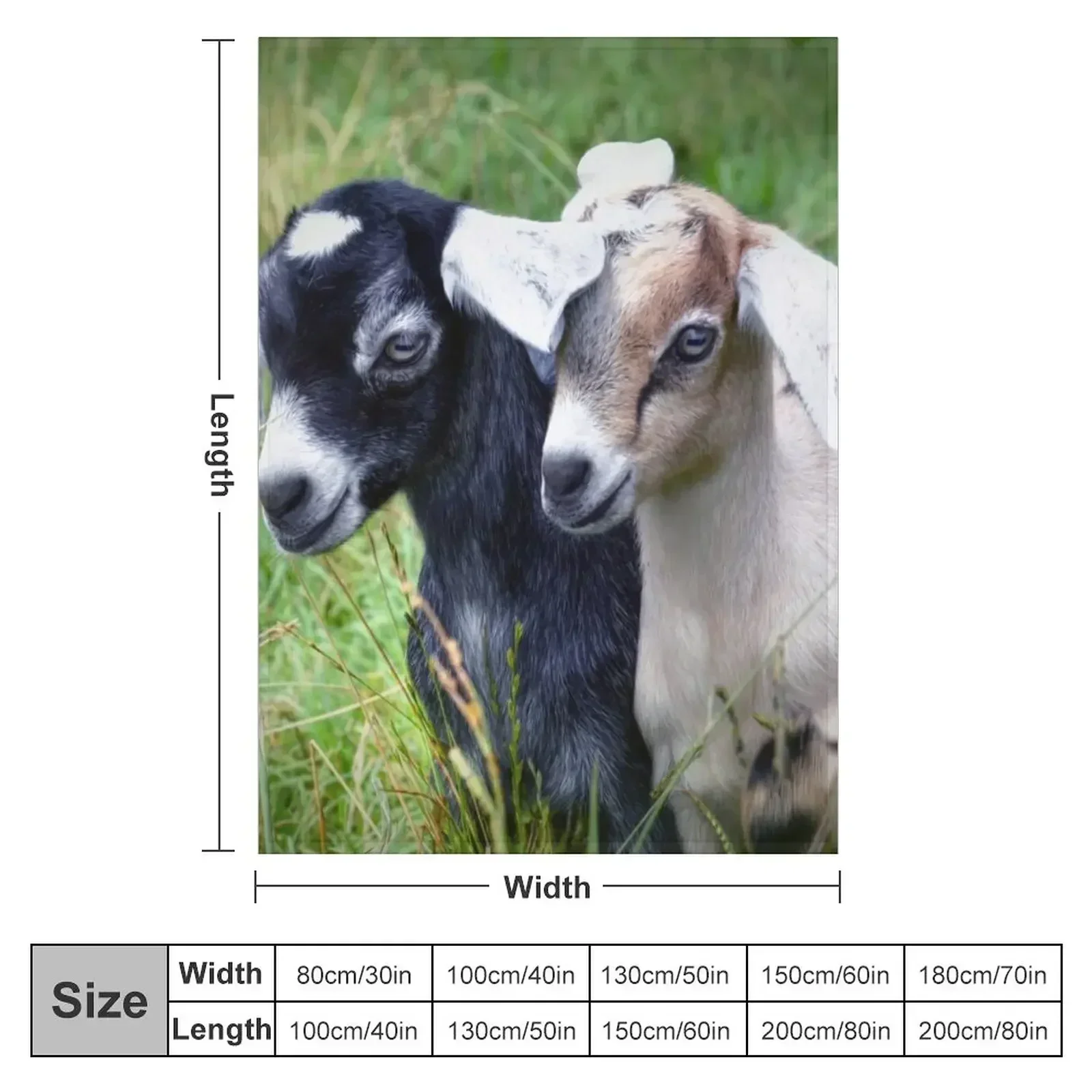 Two Baby Goats Throw Blanket Flannel Fabric Vintage Bed covers Thermal Blankets