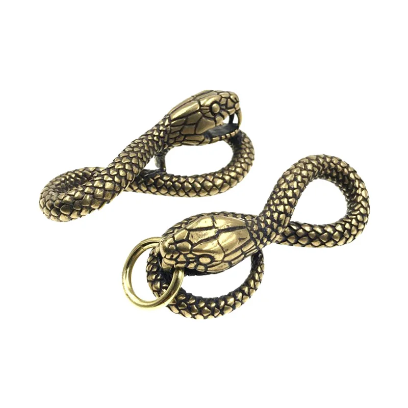 1Pcs Brass Twelve Zodiac Snake Shape Pendant Keychain Backpack Hangings Car Keyring Decoration