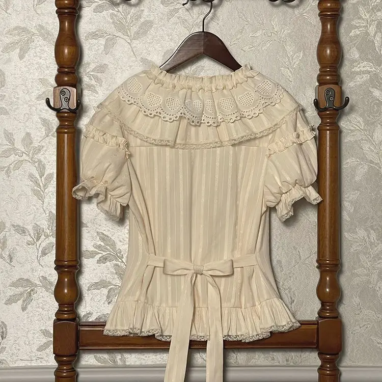 

Onalippa 2025 Unique Sweet Fresh Summer New Design Niche French Lolita Sea Salt Fairy Tale Short Sleeved Shirt Cute Sweet