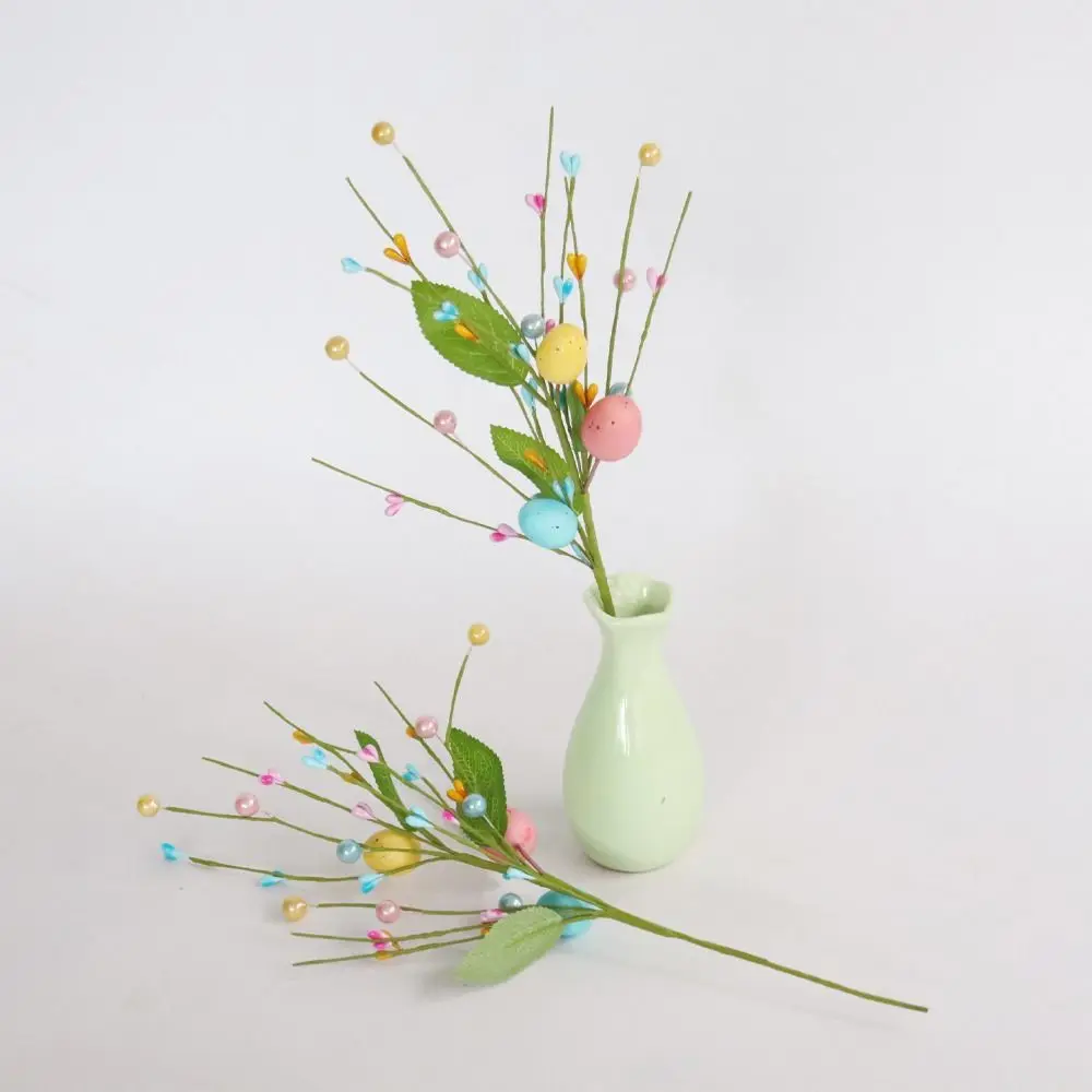 Colorful Easter Egg Tree Branch Festival DIY Bouquets Artificial Easter Egg with Foam Eggs Handmade Fake Plant Vase Ornament