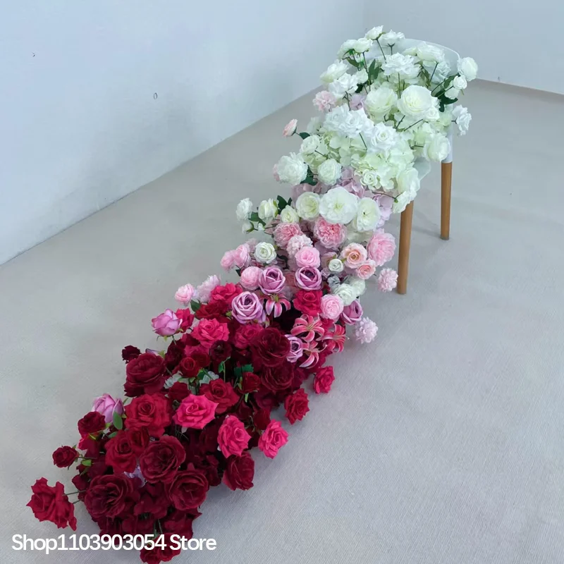 5D Künstliche Rosen-Hortensien-Blumenreihe, langer Sofaläufer, Hochzeits-Hintergrunddekoration, Blumenarrangement-Requisiten, Tischdekoration-Requisiten – Detail 4