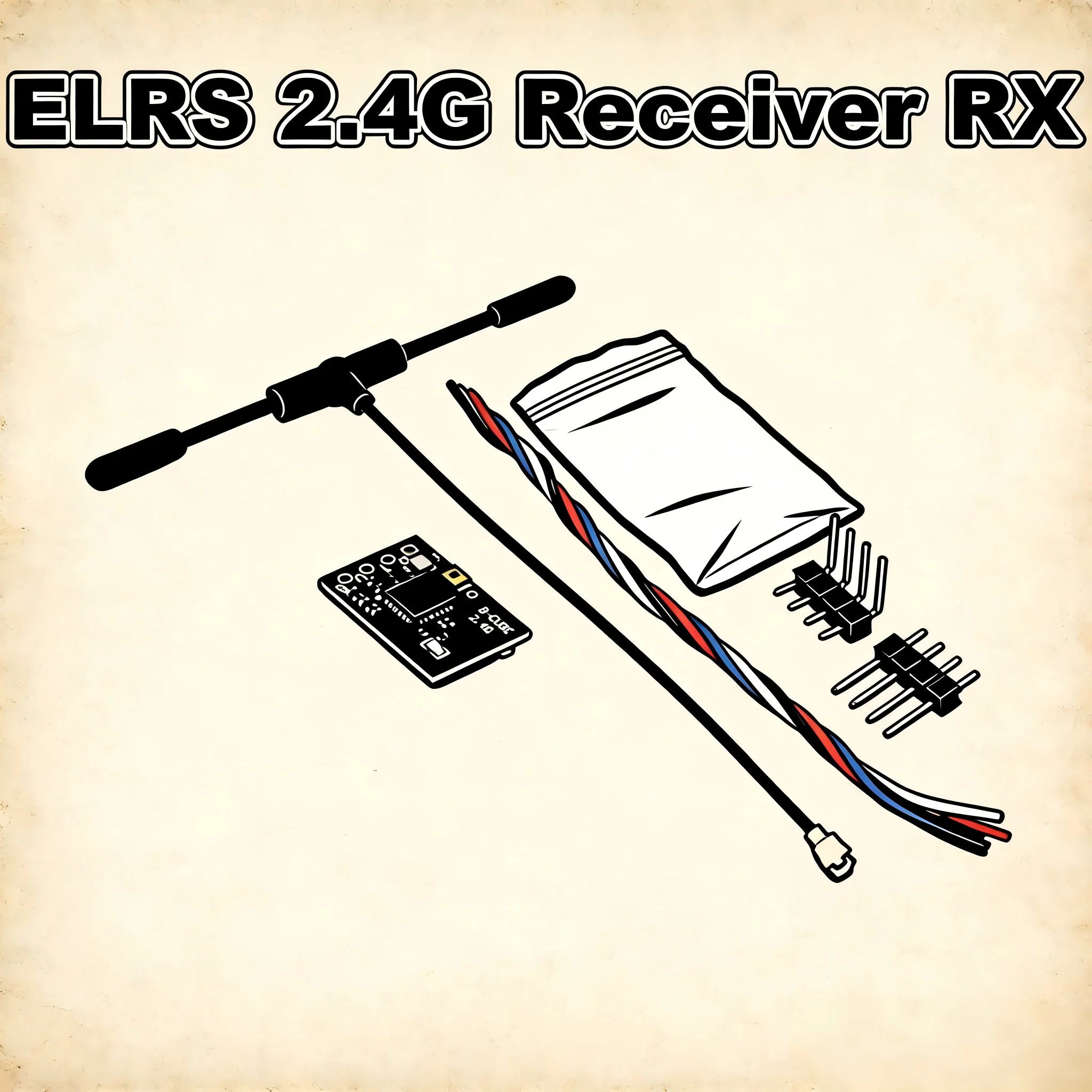 RCtoSky ELRS 2.4G Receiver RX Crossover Receiver Model FPV NANO ExpressLRS with T type Antenna Support Wifi upgrade Drone