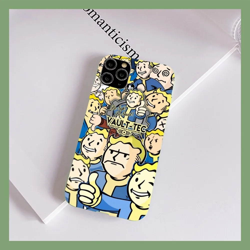 V-Vault-Boy  Phone Case for iPhone 14 11 12 13 Mini Pro Xs Max 8 7 6 6S Plus X XR Solid Candy Color Case