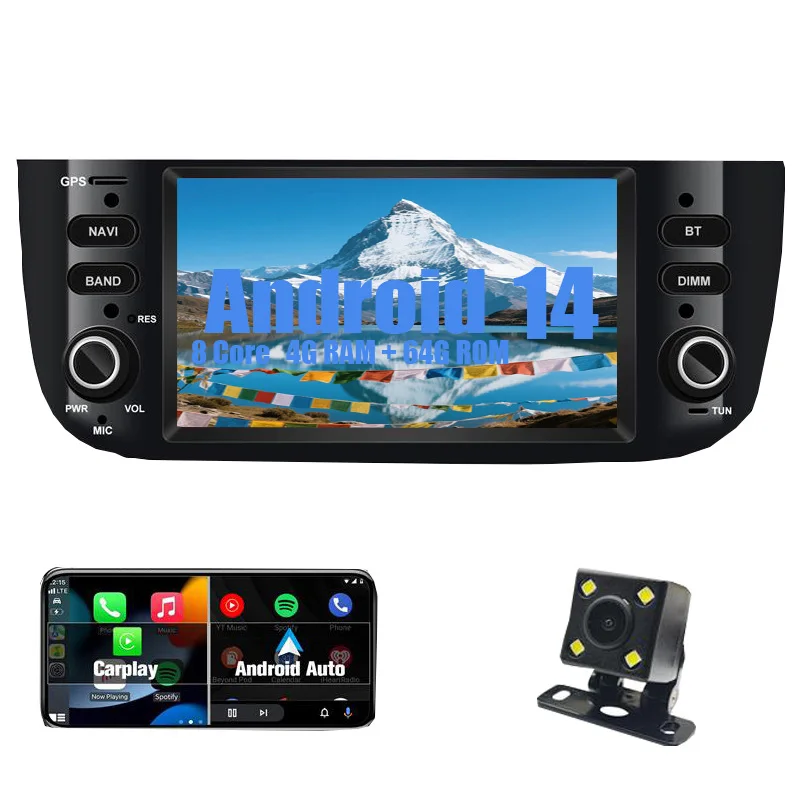 

Android car radio for Fiat Linea Punto Evo 2012-2015 stereo screen Carplay Android Auto Bluetooth GPS Navigation FM radio 6.2’