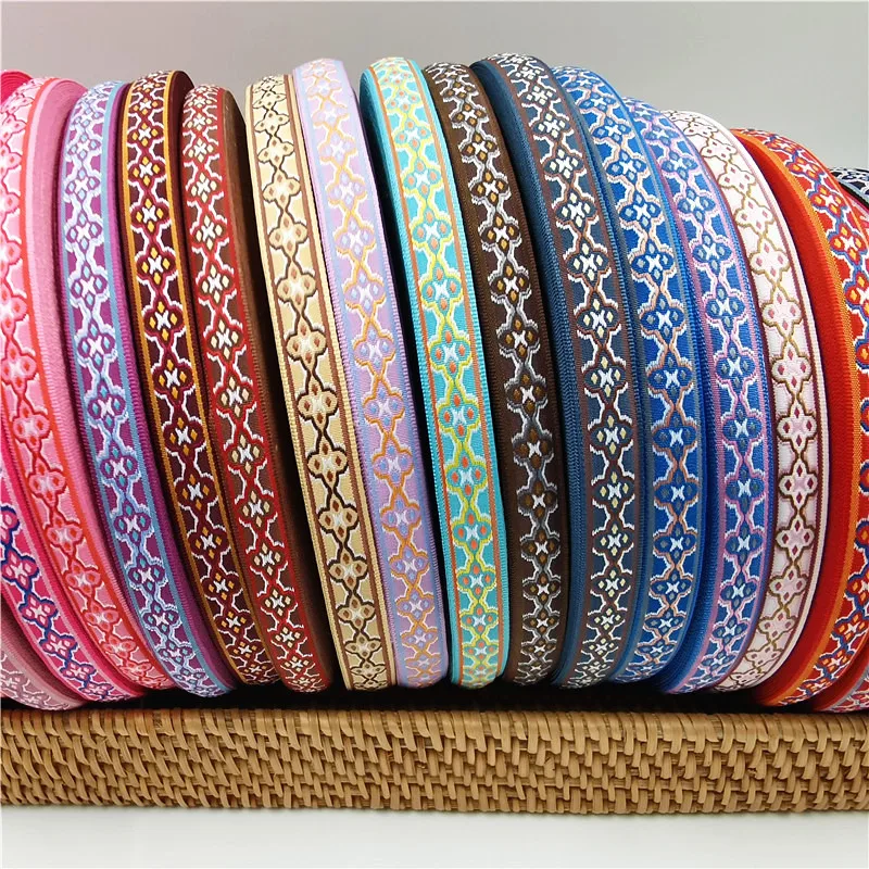 5 Yards 1/2“ 15MM Embroidered Jacquard Shiny Ribbons Trim Decoration For Pet Collars Clothing Lace Sewing