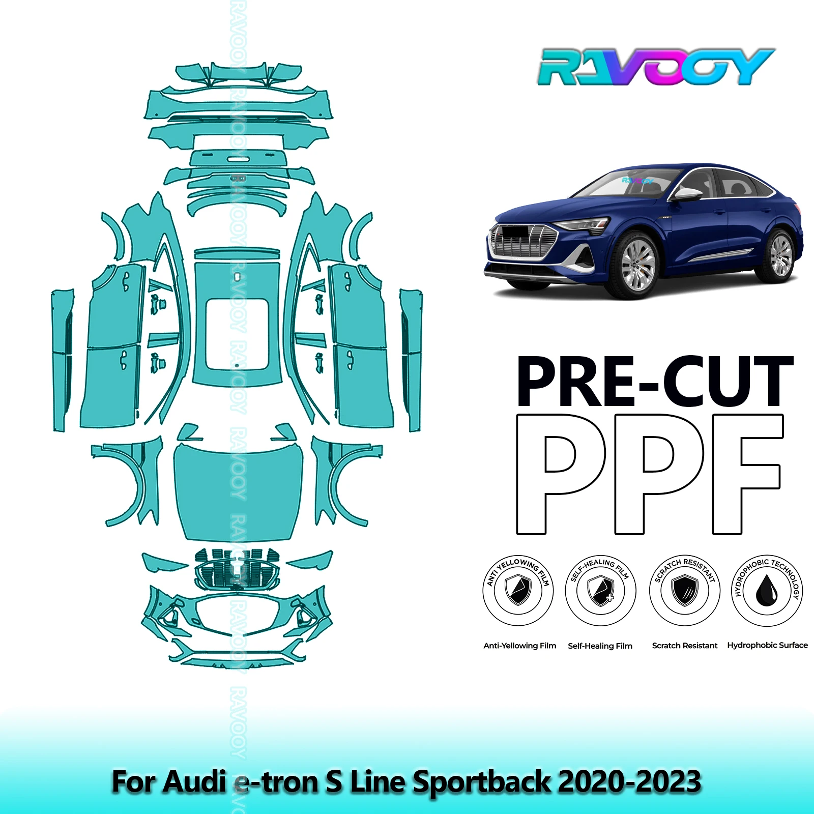 

Full Vehicle Clear Bra Precut PPF Paint Protection Film For Audi e-tron S Line Sportback 2020-2023