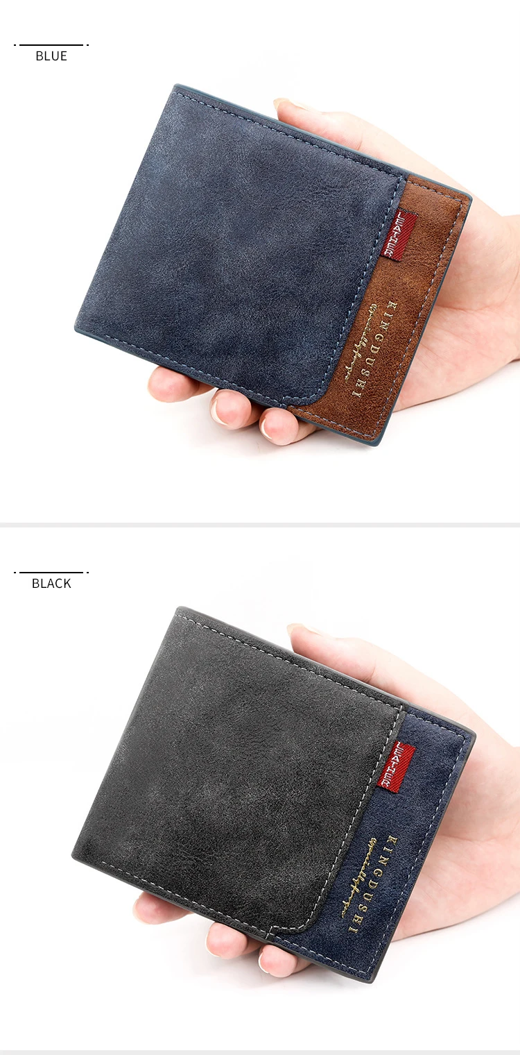 Kostenloser Name Gravur neue Männer kurze Brieftaschen hochwertige klassische Karten halter einfache männliche Geldbörse Reiß verschluss Münz tasche Männer Geld klammern – Detail 13