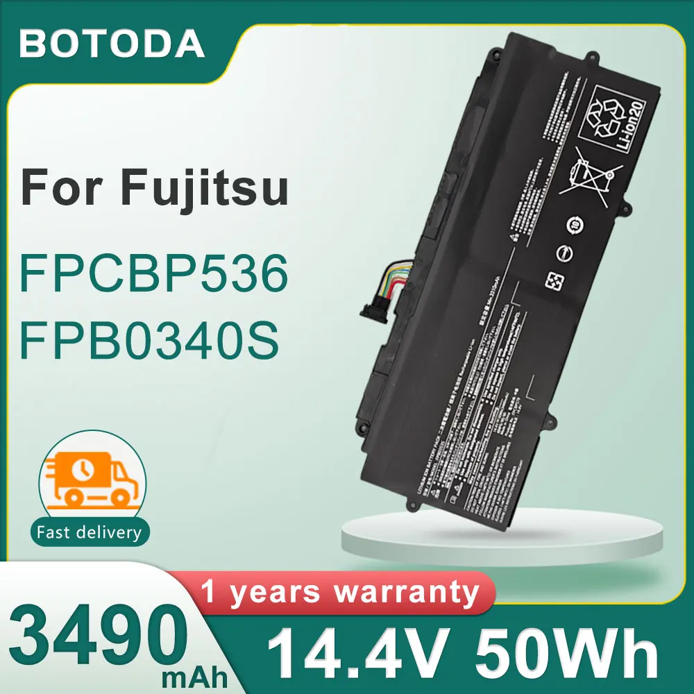 

BOTODA FPCBP536 FPB0340S 3490mAh 50Wh 14.4V Laptop Battery for Fujitsu LifeBook U937 U938 U939 U939X U9310 U9310X U9311X Series