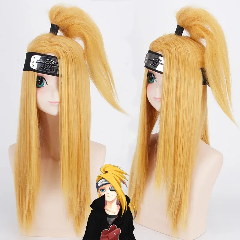 Akfacki anime cosplay parrucca Halloween Deidara cosplay parrucca per uomo donna bambini lungo oro parrucche taglio di capelli costume cosplay prop