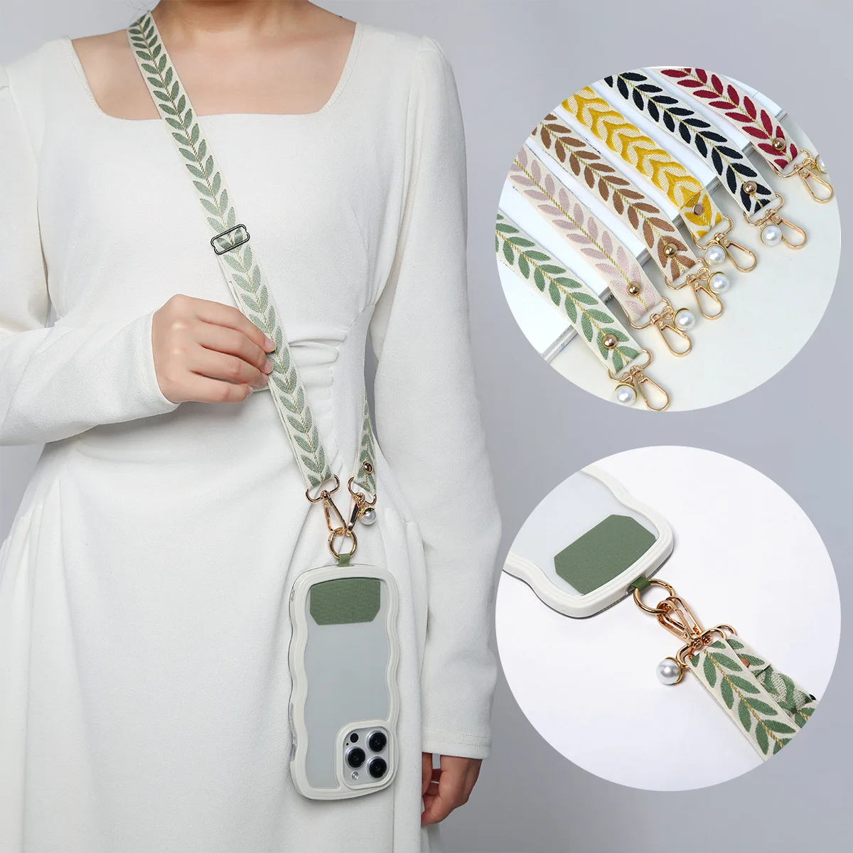 قابل للتعديل طويل الهاتف المحمول الحبل Crossbody بطاقة الرقبة الحبل كليب شنق الحبل اللؤلؤ حلي معلقة سحر مكافحة خسر الحبل