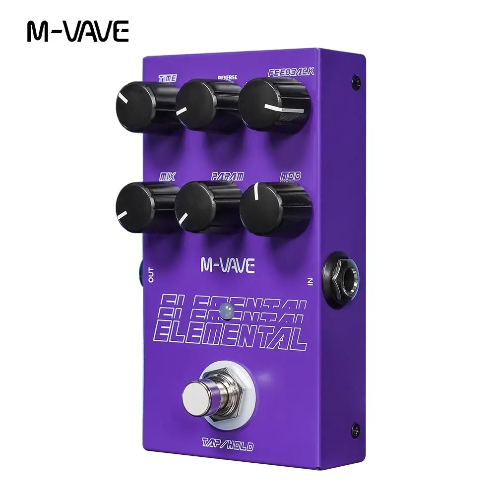 

Педаль дилэй M-VAVE Elemental Professional с 9 винтажными режимами усилителя, функциями TAP/HOLD, True Bypass и 3-полосным эквалайзером для гитары, баса и сценического использования