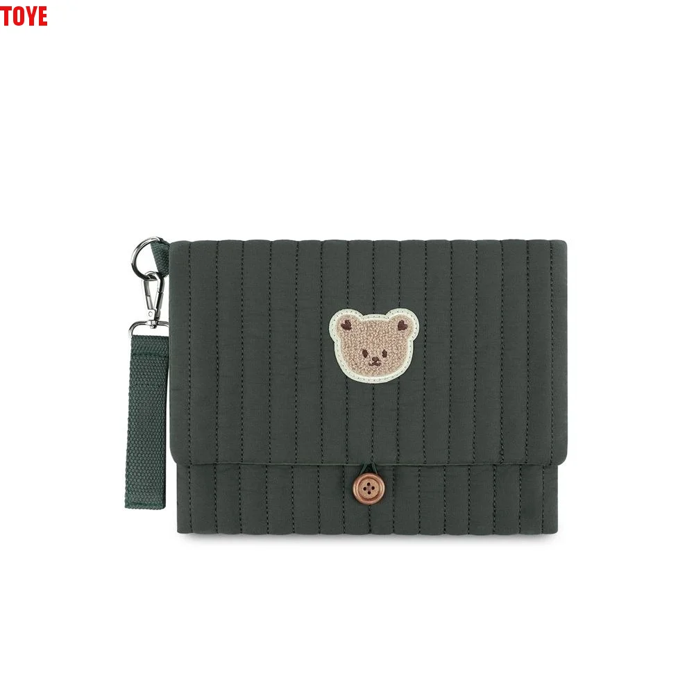 

Cute Baby Hanging Diaper Bag Multi-Compartment Cotton Foldable Storage Pouch Detachable Strap Multiple Solid Colors