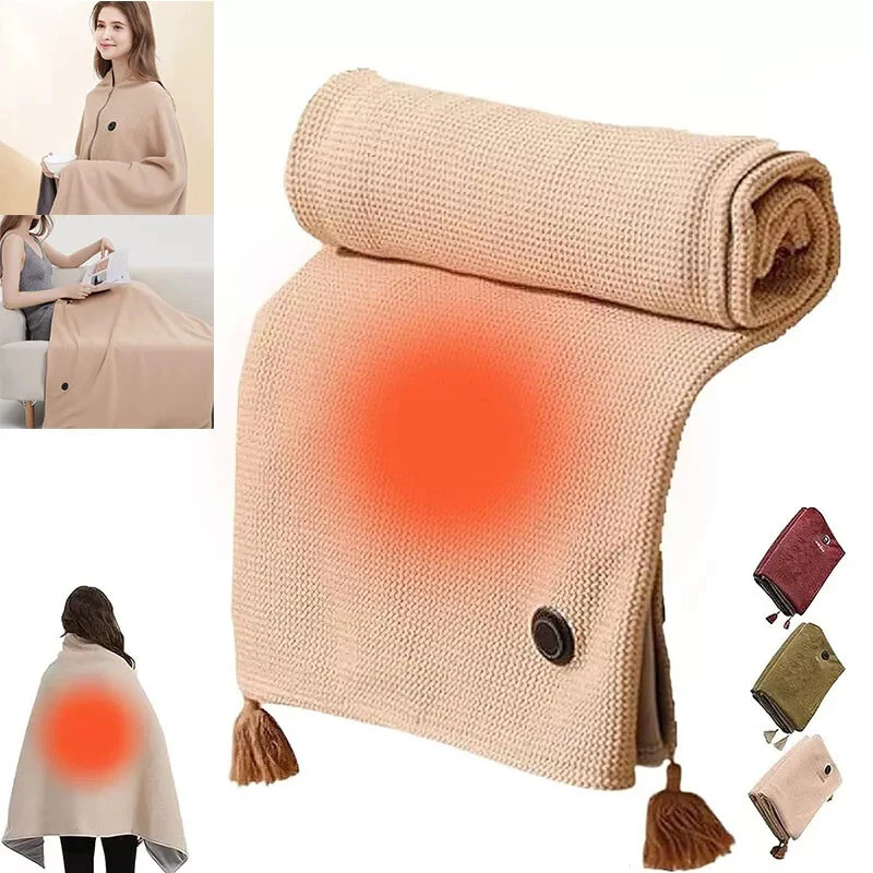 Wearable USB Electric Heated Blanket 3 Heating Levels Heated Shawl Portable Body Warmer Blanket For Home Office Use