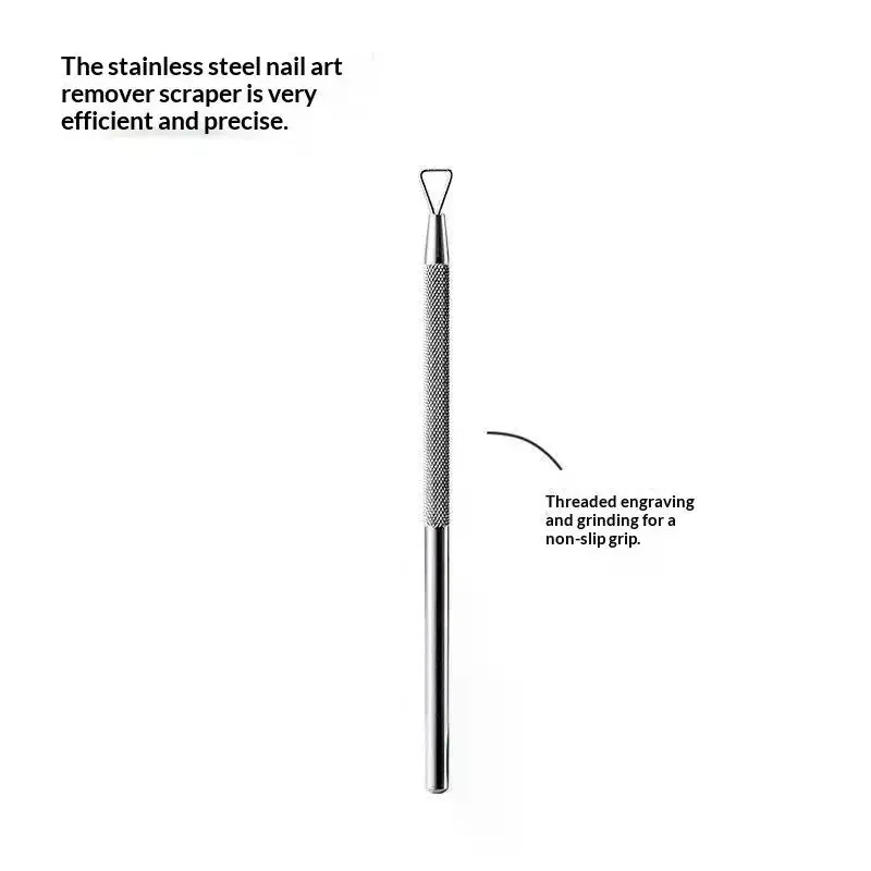 Holographic Stainless Steel Nail Polish Remover Tool Gel Nail Scraper Cuticle Pusher For Home And Salon Use Silvery