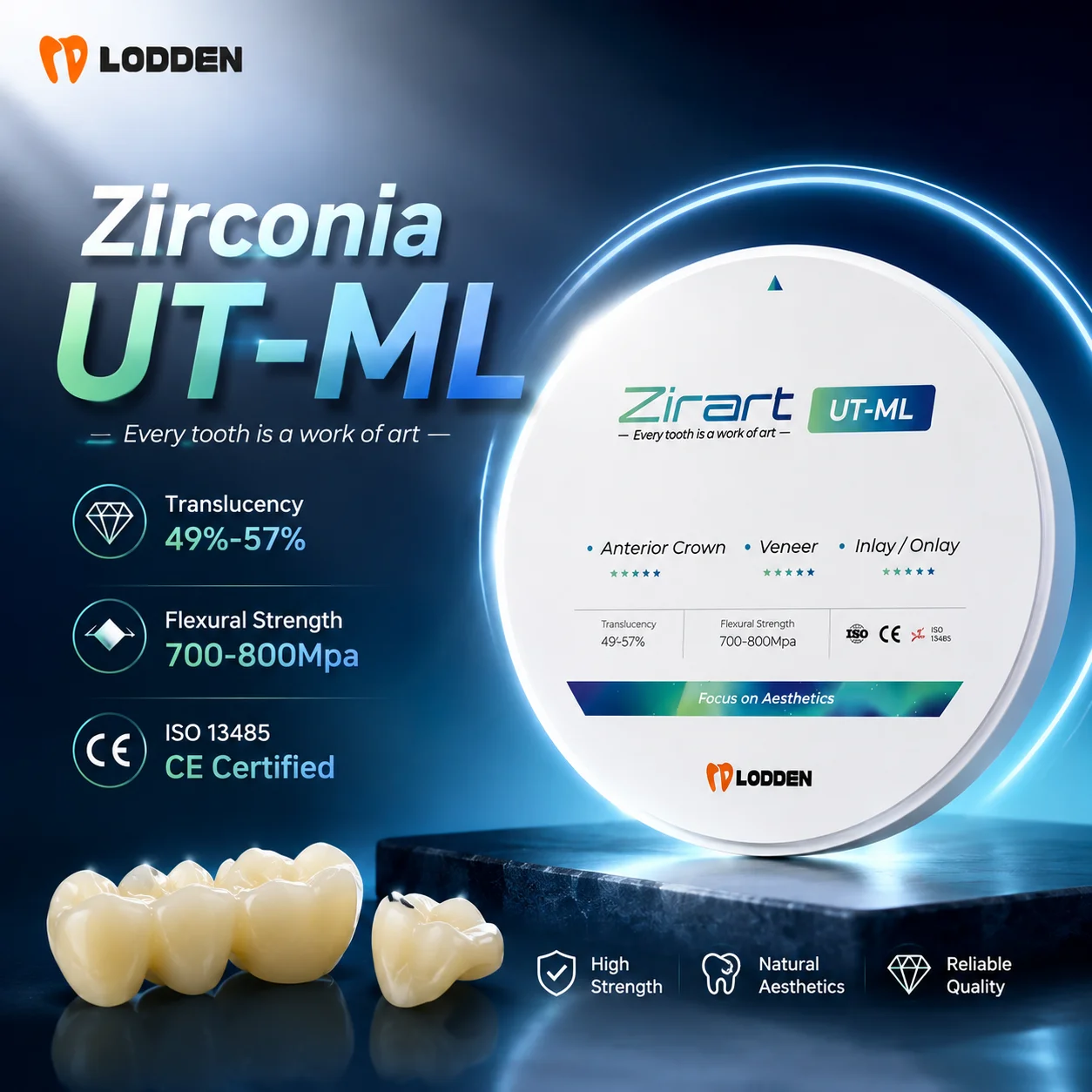 UT-ML Zirconia Dental Multilayer Block Open System for CAD CAM Most Transparent Aesthetic 3D Multi-layer Zirconium Disc Block