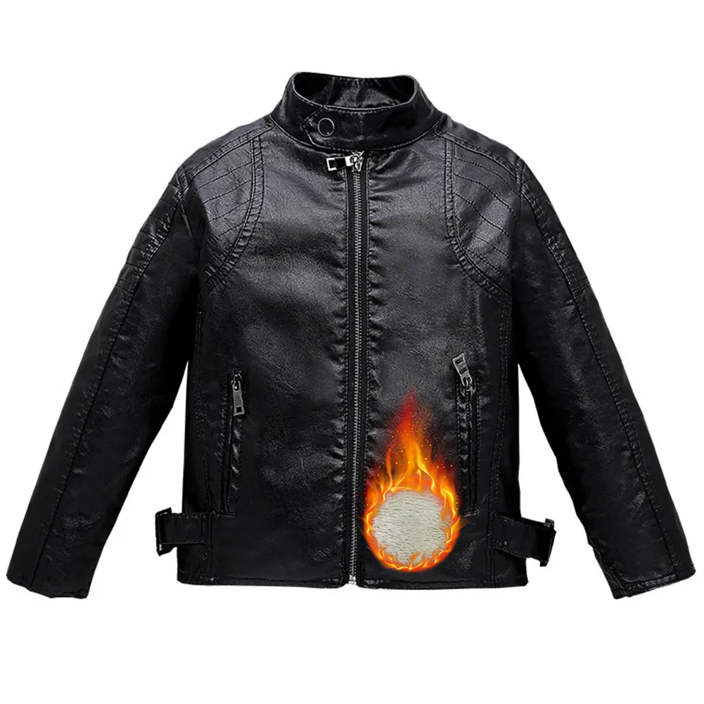 Children's Leather Jacket,Boys' Transition PU Jackets,Girl's Faux Leather Motorcycle Biker Jacket,Retro Leather Coat for Spring