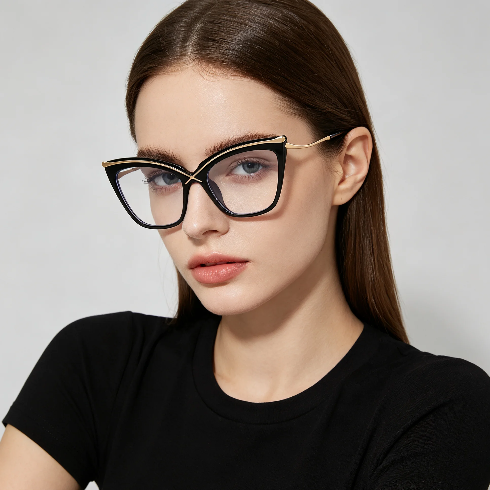 Women Cat‑Eye Zero‑Power Decor Glasses with Lenses Fashion Reading Eyewear for Office Daily Use Multi Color Available