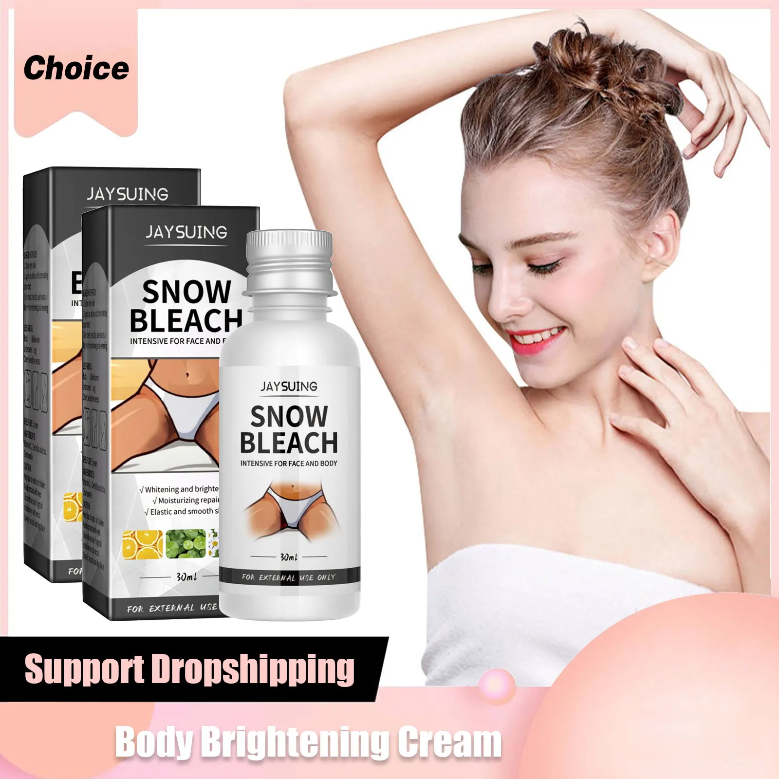 

Snow Bleach Cream Vitamin C Brightening Private Parts Underarm Bleaching Armpit Elbows Knees Lightening Moisturizing Body Lotion