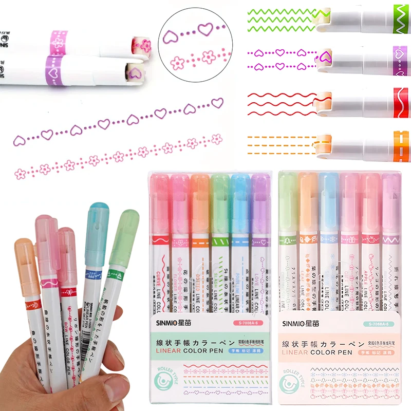 3PCS/Set Colored Curve Pen Flower Shape Outline Roller Pen Decorative Prop for Diary Project Stationery School Office Supply ZYF