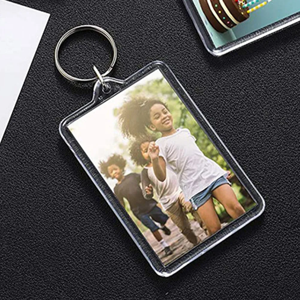 6Pcs DIY Picture Frame Keychain Photo Insert Keyring Blank Acrylic Keychain Holder for Personalized Gifts Home Office Use