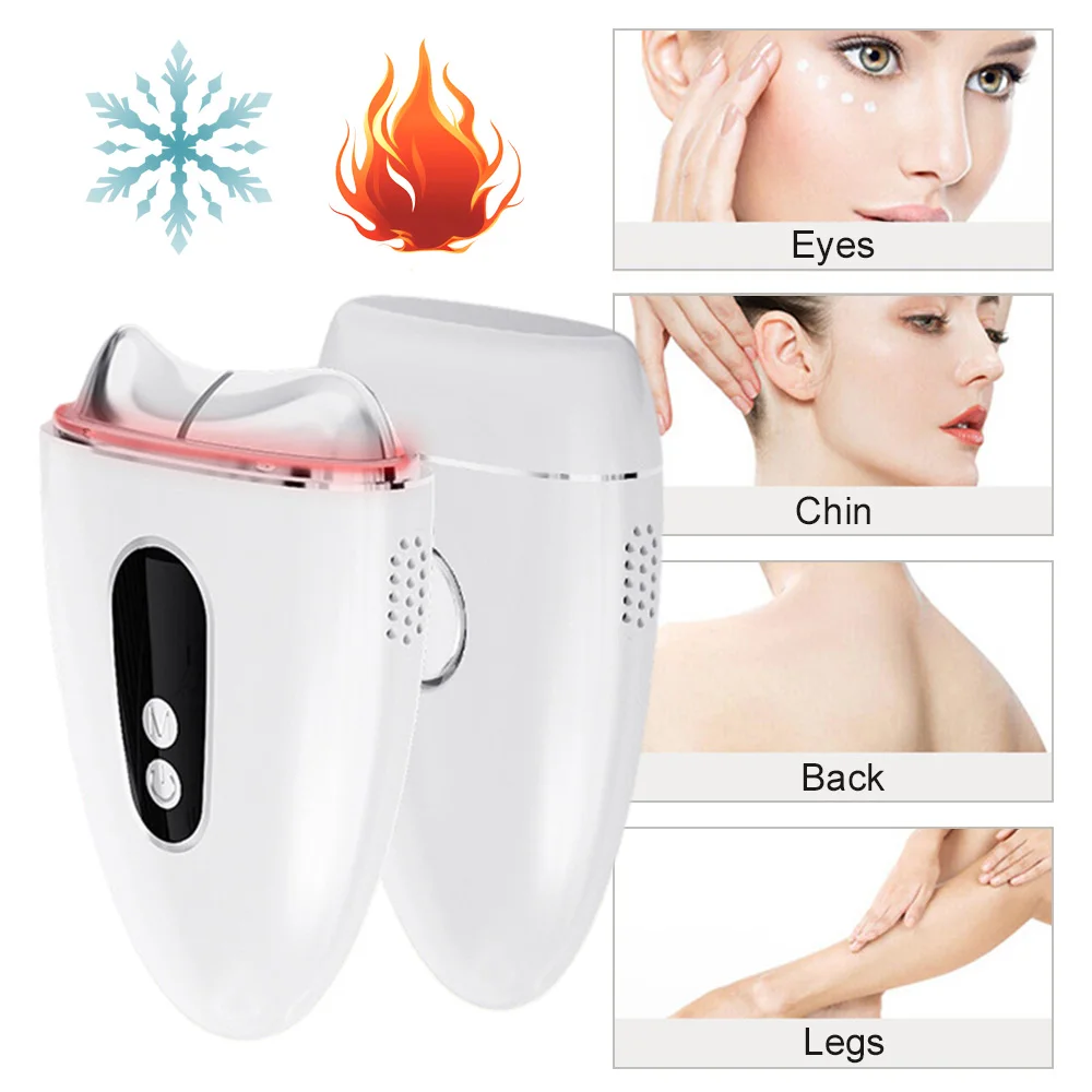 Cold and Warm Electric Gua Sha Massage Beauty Instrument LED Lights EMS Facial Lifting Scraping Machine Body Vibration Massager