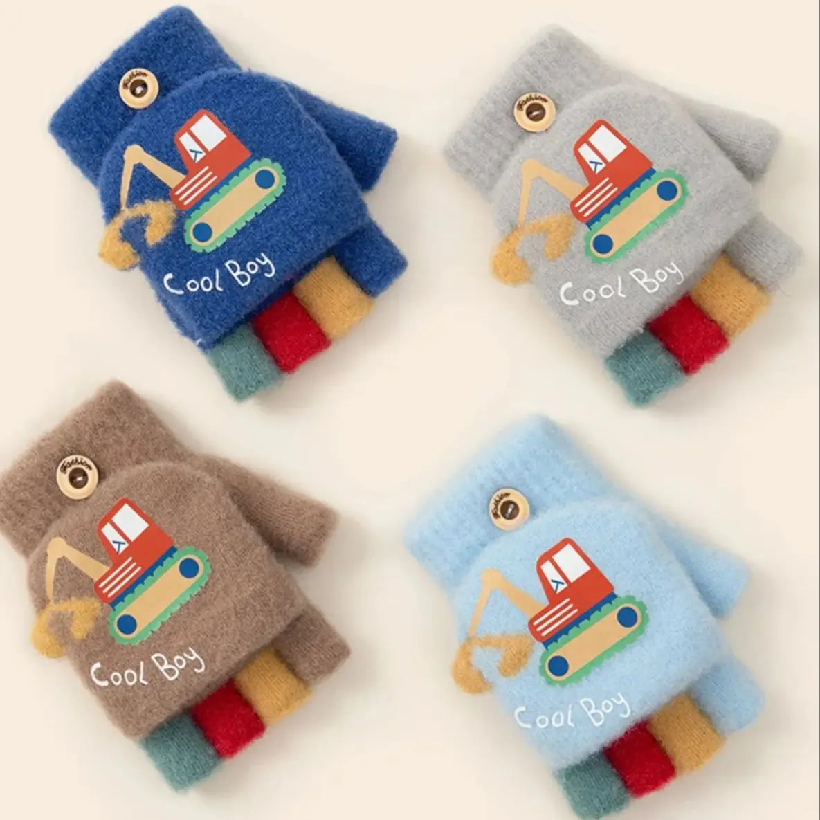 Guanti caldi per bambini inverno bambini Kid Boy Girl guanti mezze dita Flip guanti per bambini 2-5 Y